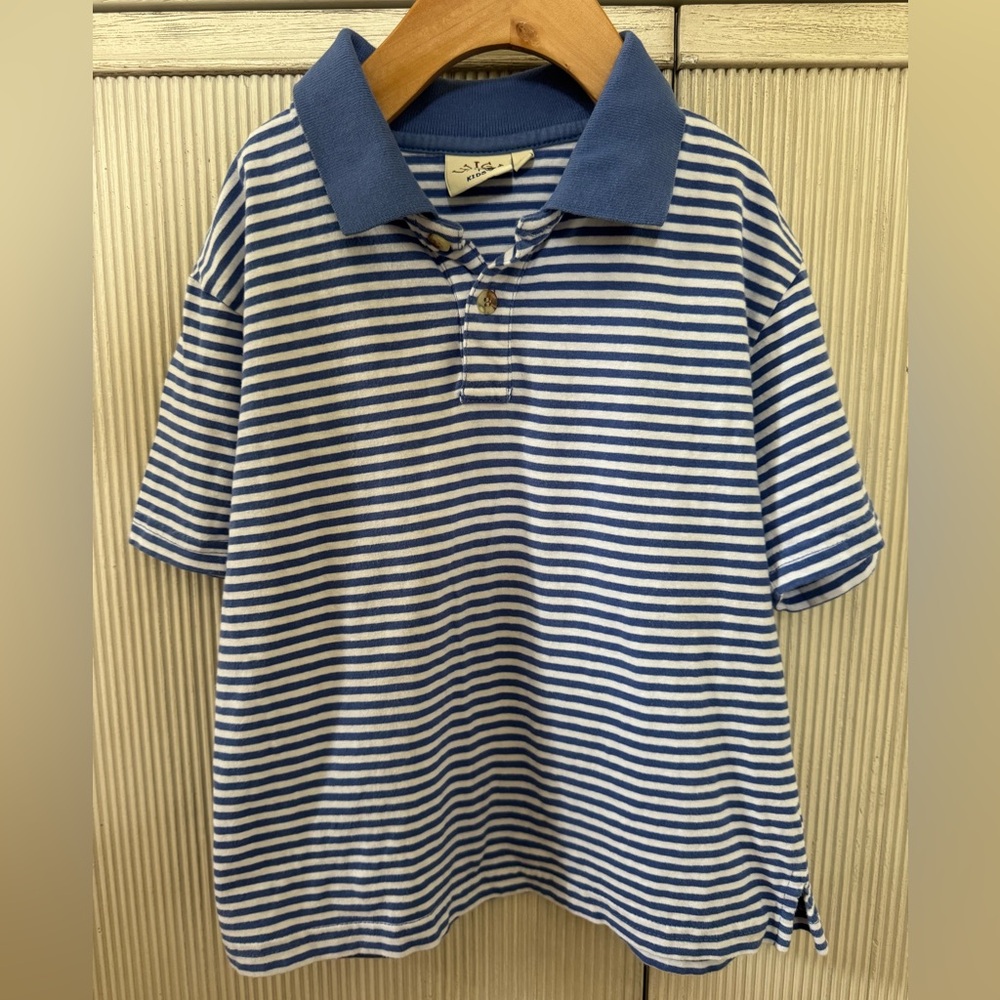 Luigi Kids Boy's Blue & White Stripe Polo Short Sleeve Shirt Size 5